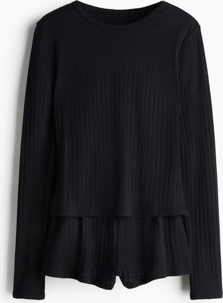 H&M Pyjama aus Pointellejersey - Schwarz