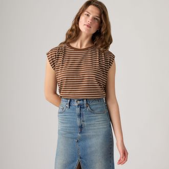 Levi's Pleated Muscle Tank Top - Womens - XS - Brown