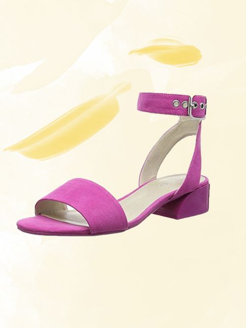 Sandali fucsia e smalto giallo