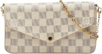 Louis Vuitton Pre-owned Clutches, female, White, Size: ONE SIZE Pre-owned Pochette Felicie Damier Azur Chain Shoulder Bag
