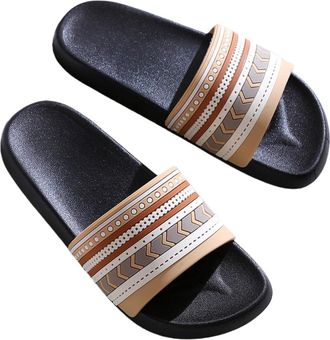 Generic Home Bathroom Non-slip Slippers for Womens Worn Outside with Soft-soled Indoor Slippers(03 - Black belt brown belt,38-39)