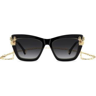 Carolina Herrera 54mm Gradient Cat Eye Sunglasses in Black/Dark Grey Sf at Nordstrom