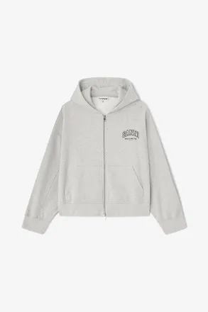 Ganni Grey Zip Hoodie - Size XXS Organic Cotton