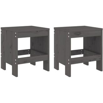 vidaXL Vidaxl - Sgabelli da Giardino 2pz Grigi 40x36x45cm Legno Massello Pino