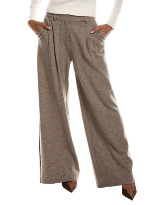 SIMKHAI Leroy Pleated Wool-Blend Wide Leg Pant