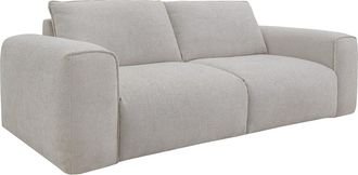 Vente-Unique Sof&aacute; cama de 3 plazas expr&eacute;s en tela beige - Cama de 140 cm Colch&oacute;n de 13 cm POGLO