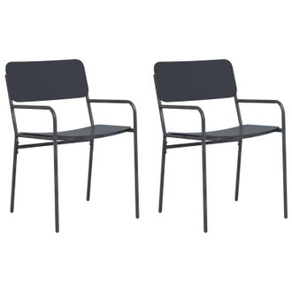 vidaXL Sillas De Jard&iacute;n 2 Pcs Antracita 51 X 55 X 81 Cm Acero Vidaxl