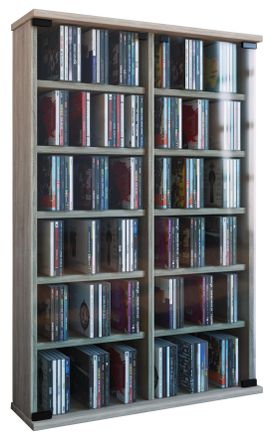 ebuy24 Ebuy24 - Vcm Cd Shelf Wood Gabinete De Cd Con Puertas De Vidrio De Seguridad Esg Para 300 Cd O 130 Dvds O 72 V&iacute;deos Dimensiones: Al. 92 X An. 60 X T. 