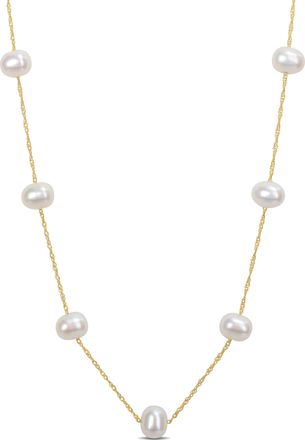 Mimi & Max Cultured Freshwater Pearl Tin Cup Necklace with 10k Yellow Gold Rope Chain and Clasp