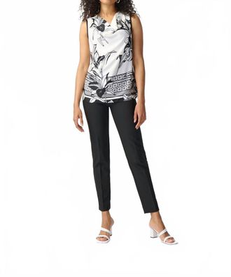 Joseph Ribkoff Sleeveless Cowl Neck Top In Vanilla/black