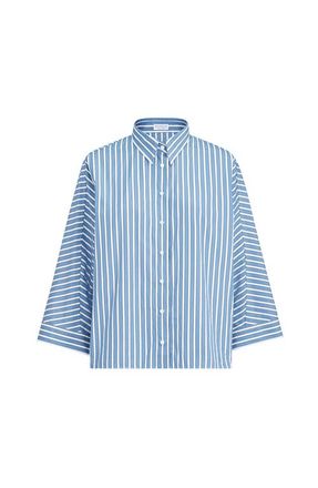 Brunello Cucinelli Striped poplin shirt in Azure at Nordstrom, Size Xx-Small Eu