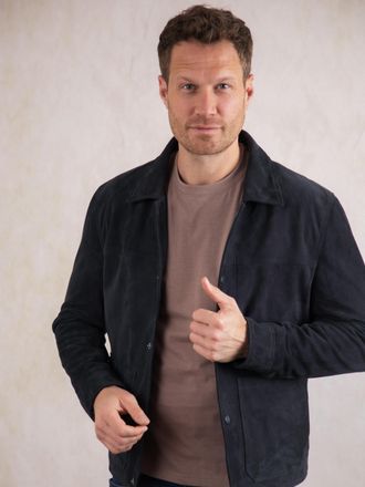 Lakeland Leather Mens Seaton Suede Jacket in Blue - Size 40 (Chest)