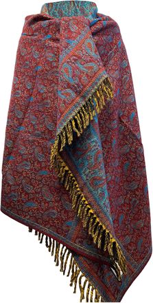 Tibet MAROON BLUE FLORAL PAISLEY WINTER SCARF HANDMADE LUXURIOUS SCARF SHAWL WRAP DECORATION BLANKET OVERSIZED REVERS ABLE WINTER SCARF PURE YAK WOOL SCARF 