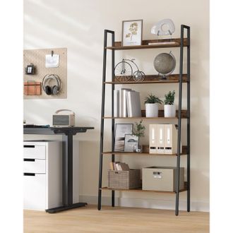 Vasagle 5 Tier Industrial Narrow Ladder Shelf Home Office Storage in Brown