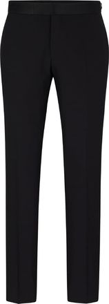 HUGO BOSS Mens Genius Tux Solid Patterned Suit Trousers in Black - Size 38W/32L