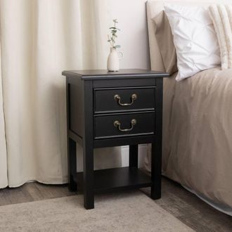 Melody Maison Black 2 Drawer Bedside Table With Shelf - Briggs Range