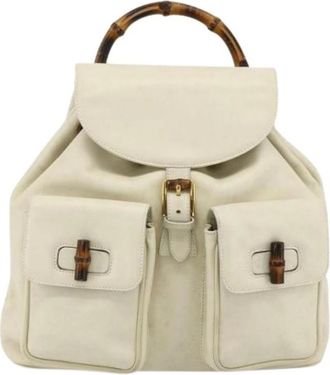 Gucci Pre-owned Backpacks, female, White, Size: ONE SIZE Pre-owned Vintage bamboo backpack