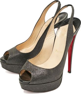 Christian Louboutin Pumps Lady Peep con glitter 155mm - Grigio