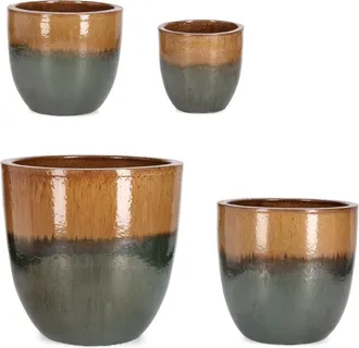 Decorspace Vasi thran Struttura In Terracotta Smaltata Per Esterno Set Da 3