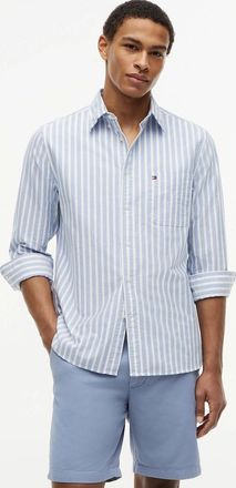 Tommy Hilfiger Mens Tommy Hilfiger Heritage Oxford Mens Long Sleeve Striped Shirt - Regal Blue/Stripe - Size: 42/Regular