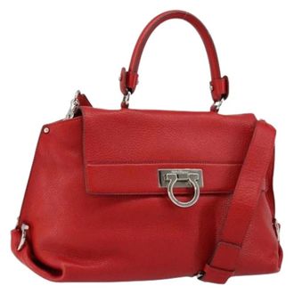 Ferragamo Pre-owned Handbags, female, Red, Size: ONE SIZE Pre-owned Leather Handbag