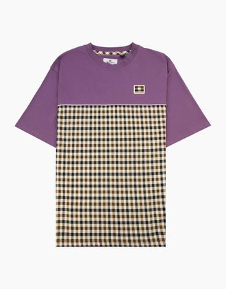 Aquascutum Mens Aquascutum Club Check Panel T Shirt Purple 09 - Size: 42