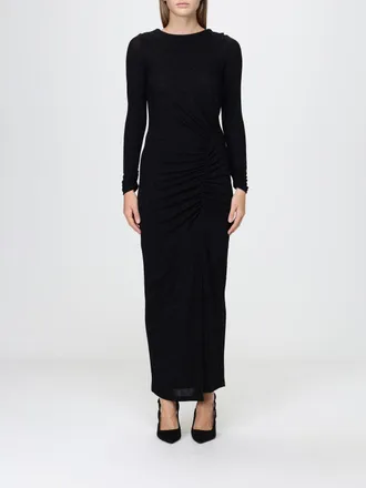 Hanita Draped Lurex Jersey Midi Sheath Dress with Side Slit