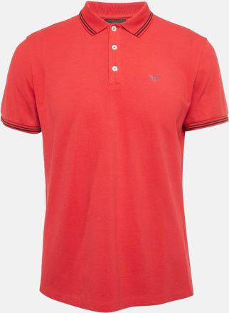 Emporio Armani Red Logo Print Pique Polo T-Shirt