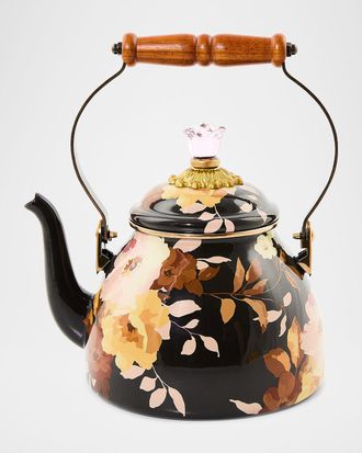 MacKenzie-Childs Wild Rose Mocha Tea Kettle, 2 Qt