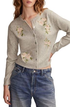 Lucky Brand Cloud Soft Embroidered Cardigan in Light Heather Grey at Nordstrom Rack, Size Small