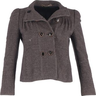 Gucci Pre-owned Womens Textured Double-Breasted Blazer in Brown Wool - Mocha - Size EU 34 (Womens)