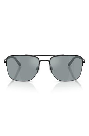 Oliver Peoples Roger Federer 56mm Polarized Pilot Sunglasses in Matte Black /Black at Nordstrom