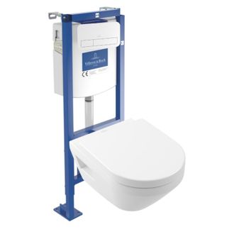 Villeroy & Boch Pack Inodoro Suspendido Sin Reborde Villeroy&boch Architectura Twistflush [e&sup3;] Redondo + Bastidor De Instalaci&oacute;n Suelo Y Pared + Placa Blanca