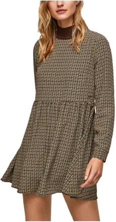 Pepe Jeans London Korte jurken - Dames - Korte kleedjes - Bruin - M - Polyester - Kleedjes