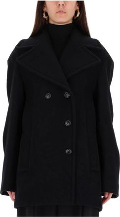 Sportmax Dubbele-breasted wollen mix peacoat - Dames - Mantel - Zwart - XS - Wol - Jassen