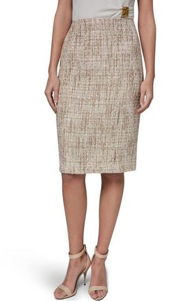 DKNY Sequin Tweed Pencil Skirt in Beige/Dark Cream Multi at Nordstrom, Size 10