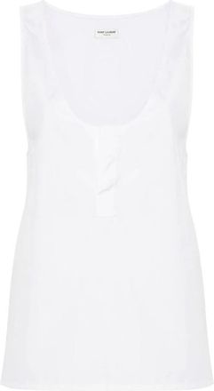 Saint Laurent Tops, Dames, Wit, M, Top zonder mouwen met ronde hals