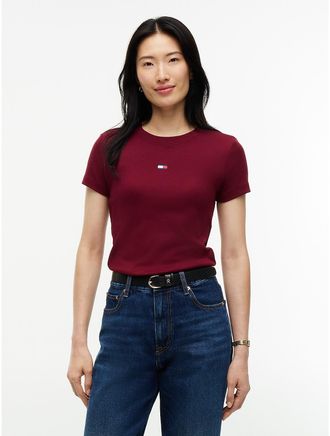 Tommy Hilfiger Womens Mini Flag Logo Favorite T-Shirt - Burgundy - XXL