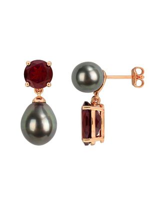 Rina Limor Silver 6.80 Ct. Tw. Garnet & Pearl Drop Earrings