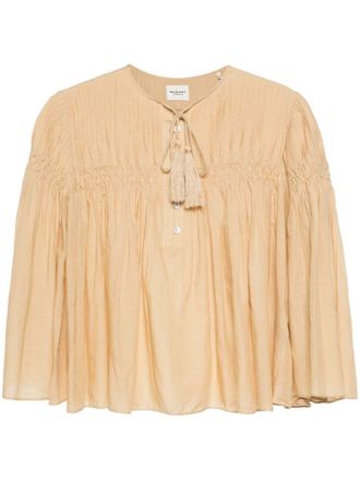 Isabel Marant Axeliana blouse met gesmockt detail - Beige