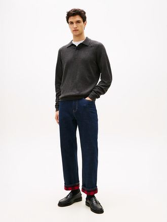 Tommy Hilfiger Mens Plaid-Lined Straight Loose Jean - Blue - 29W x 30L