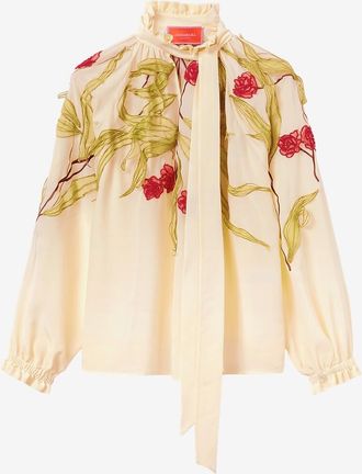 La DoubleJ Bluse aus Krepp mit Puff&auml;rmeln Cerere