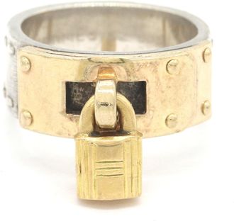 Herm&egrave;s Silver Yellow Gold Yellow Gold (18K) Sterling Silver 925 Band Ring (Pre-Owned)