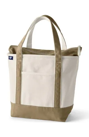 Lands End Zip Top Canvas Tote Bag in Natural/cafe Au Lait at Nordstrom, Size Small