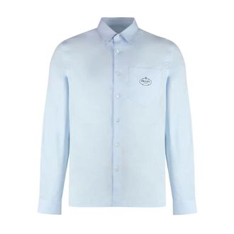 Prada Casual Shirts, male, Blue, M, Oxford Cotton Shirt