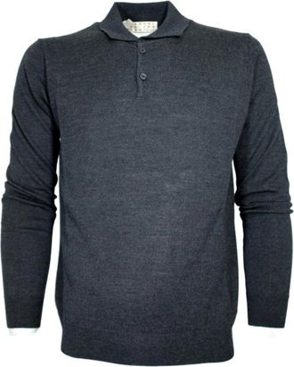 Cashmere Company Polo Sweater - Heren - Ronde hals truien - Grijs - XL - Wol - Truien & Vesten