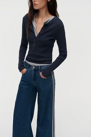 Pilcro Azura High-Rise Wide-Leg Track Stripe Jeans
