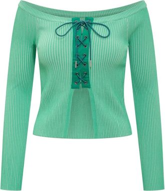 Andersson Bell Gestreepte Korset Top - Dames - Longsleeves - Groen - XS - Tops