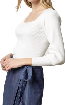 Lilla P Full Sleeve Square Neck Sweater In White