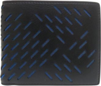 Bottega Veneta Black Blue Leather Wallet (Bi-Fold) (Pre-Owned)